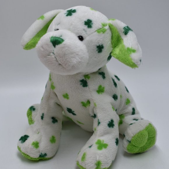 Webkinz Ganz Other - Ganz Webkinz Clover Puppy Dog White Green Shamrock Plush Stuffed Animal No Code